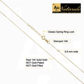 14k Yellow Gold Diamond Cut Cable Chain Necklace with Extender (0.6 mm, adjustable from 17 to 18 inch)