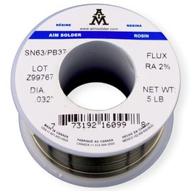 AIM Solder 63-37 Tin Lead Rosin Core Solder Wire for Electrical Soldering 0.032inch, 1lb (0.8mm / 454g)