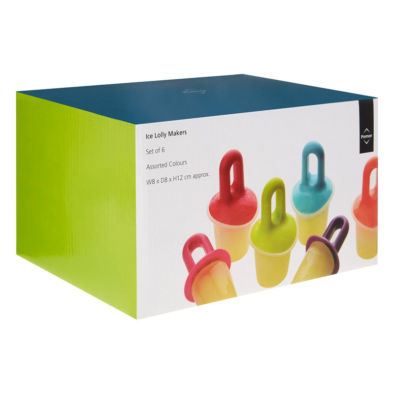 Premier Housewares Ice Lolly Moulds, Plastic, - Set of 6