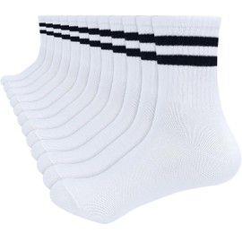 KOOOGEAR 6 Pairs Womens Ladies Sports Gym Leisure Crop Socks, White Black Breathable Walking Ankle Cotton Liners Socks Multipack for Women Size 4-7