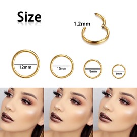 GWAWG 9stk Edelstahl Piercing Nasen,Mädchen Nase Ringe,Chirurgenstahl Septum Ring Nasenring,Gold Schwarz Clicker Knorpelohrring,Ringe Ohrringe Lippenring,nasenpiercing ring