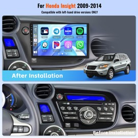 4+64G Android 15 Car Radio for Honda Insight 2009 2010 2011 2012 2013 2014 Wireless CarPlay Android Auto, 9 Inch Touch Screen Car Stereo, Bluetooth 5.0, FM/RDS, 32EQ, GPS, WiFi, UI, Backup Camera