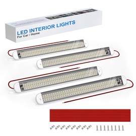 TrustWheel 12 V LED Lamp Motorhome, 120 LEDs, 6500 K, 1800 LM, Super Bright Strip, On/Off Switch, Universal for Transporter, Motorhome, Camper, Camper, Caravan, Boat (Pack of 4)
