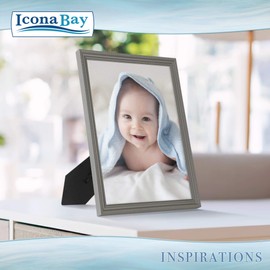 Icona Bay 8x10 Picture Frames (Gray, 6 Pack), Beautifully Detailed Molding, Contemporary Picture Frame Set, Wall Mount or Table Top, Inspirations Collection