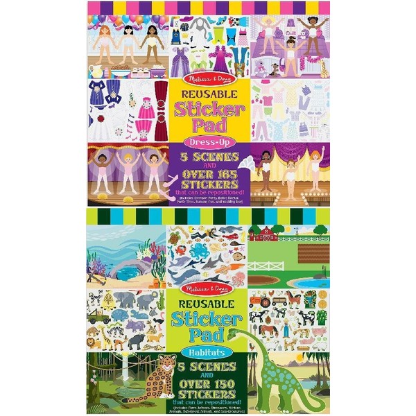 Melissa & Doug Dress-Up and Habitat Reusable Sticker Pad Bundle