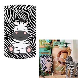 HISDH Zebra Safari Animals Spandex Round Cylinder Fabric Table Covers Boys Jungle Birthday Party Decorations Pedestal Stand Tablecloth Cover Baby Shower Banquets Parties(Fit for D13''xH24'' Tables)