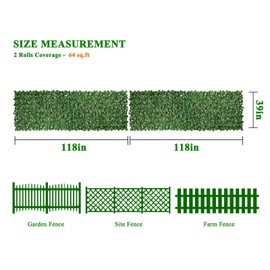 iCover 2 Set of 39 * 118in Artificial Ivy Privacy Fence Screen Cover, Highly Dense Leaves Wtih Strengthened Joint Prevent Leaves Falling Off