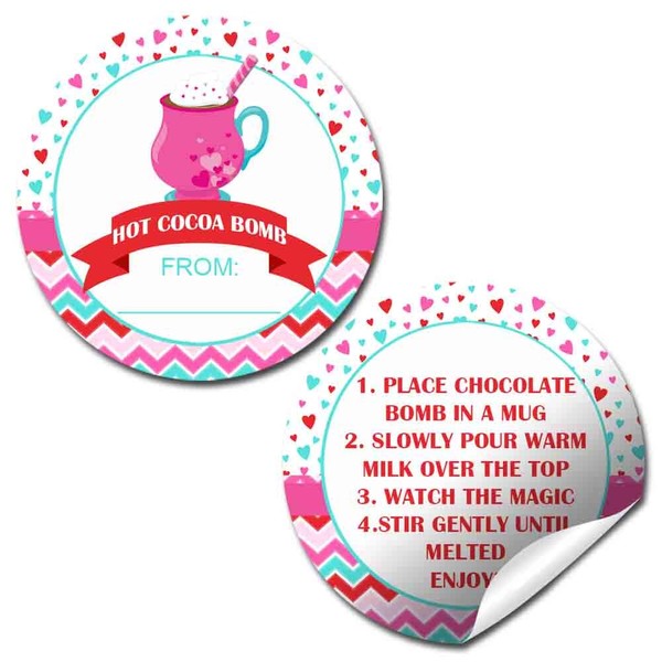 Festive Pink Hearts Valentine Mug Themed Hot Cocoa Bomb Packaging