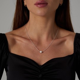 Feskive Dainty Pearl Pendant Necklace For Women Plated 14k Gold Elegant Freshwater Pearl Necklaces Toggle Paperclip Pearl Necklace Half Pearl Half Chain Choker Necklace Irregular Gold Pearl Chain Simple Jewelry For Gifts