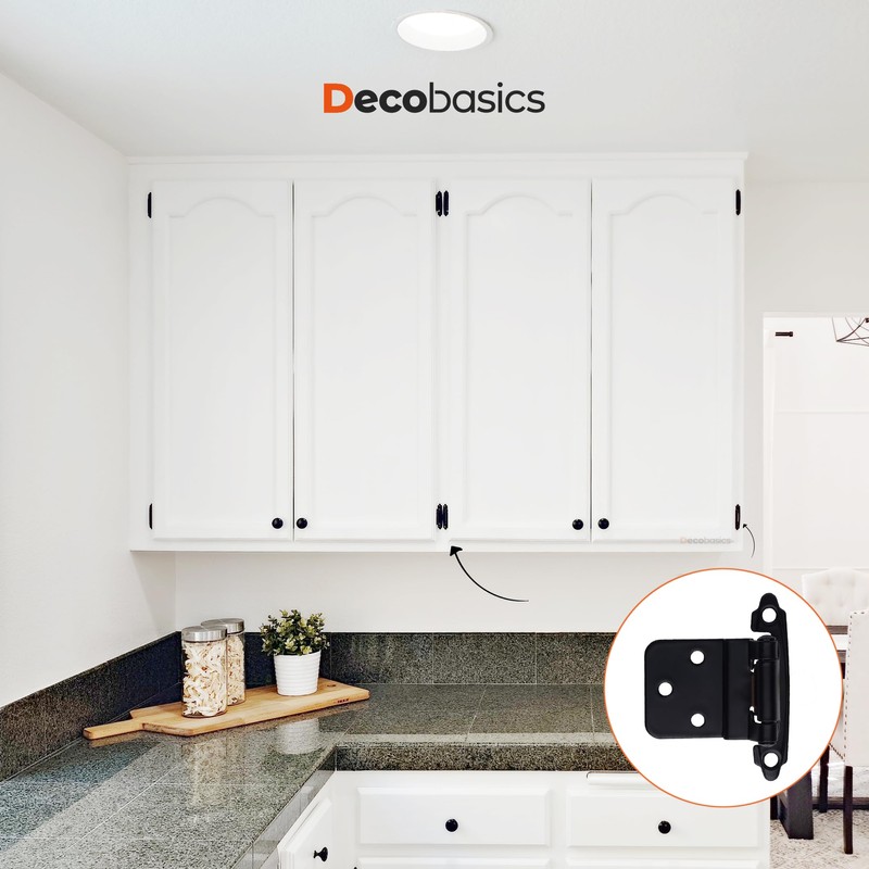DecoBasics 3/8" Inset Cabinet Hinges Black (25 Pair -50 Pcs)
