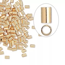 Platinum 100 Gold Plated Brass 3x2mm Seamless Crimp Tube Beads with 1.1mm to 1.4mm ID