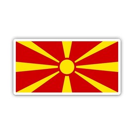 Squiddy Macedonia Flag Macedonian Country Pride - Vinyl Sticker for Car, Laptop, Notebook (5" Wide)