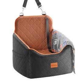 Dog Car Seat for Small Dog with Washable Mat, Memory Foam Booster Seat for Dogs Under 30lb, Elevated Pet Seat with Pockets, Anti-Slip Bed for Car, Perfect for Front & Back Seats with Safety Leash