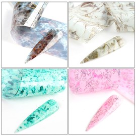 Marbling Nail Foil Transfer Stickers Decals, 10 Sheets Marble Pattern Nail Foils Designs Nail Art Decal Acrylic Supplies for Women Girls Manicure Charms Decorations, DIY Resin Polish Nail Art Tips