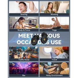 2 Ear Plugs - Ultra-Comfy Reusable Noise-Reducing Earplugs for Concert, Snoring, Focus, Silicone Hearing Protection Reusable Ear Plugs 45db Noise Reduction Earplugs (L)