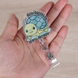 Funny Turtle Badge Reel, Cute Pediatric Badge Reel, Retractable RN Nurse Badge Holder, Nursing Student ID Badge Clip, Slow Progress Nurse Badge Reels, CNA MA Medical Worker Nurse Accessories for Work