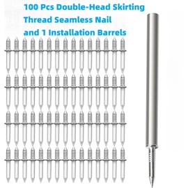 zcfochi 100pcs Double-Head Skirting Thread Seamless Nail, Non Marks Nail, Invisible Security Screw, Double Ended Baseboard Invisible Screw,Hidden Nail For Wood Veneer, With Specific Sleeve Tool (100)