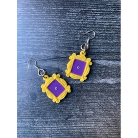Friends Frame Earrings/Pop Culture Quirky Dangle Earring/Yellow Peephole Door Frame/ 90s Themed Gift