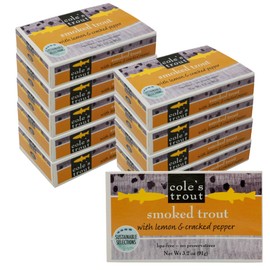 COLE’S - Smoked Trout Fillet with Lemon & Cracked Pepper | 3.2oz Hand-Packed Canned Fish | High in Protein & Vitamin D | Preservative Free | Pack of 10
