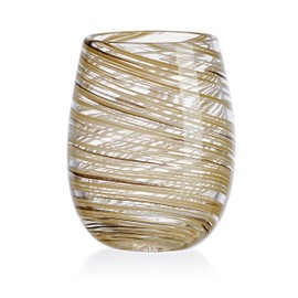 Mikasa Color Swirl Honey Set of 4 Stemless Wine Drinking Glasses, 16 Ounce