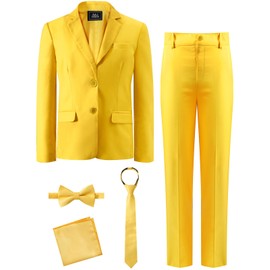 A&J DESIGN Boys Suit Easter Outfit Formal Tuxedo Suit Wedding Outfit Size 14 Yellow