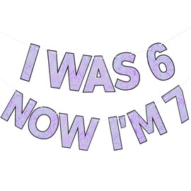 6 7 Kpop Theme Birthday Decorations Banner Pre-strung 6-7 Meme Party Banner Funny Six Seven Theme Party Supply, I Was 6, Now I'm 7 Birthday Decorations(Purple)