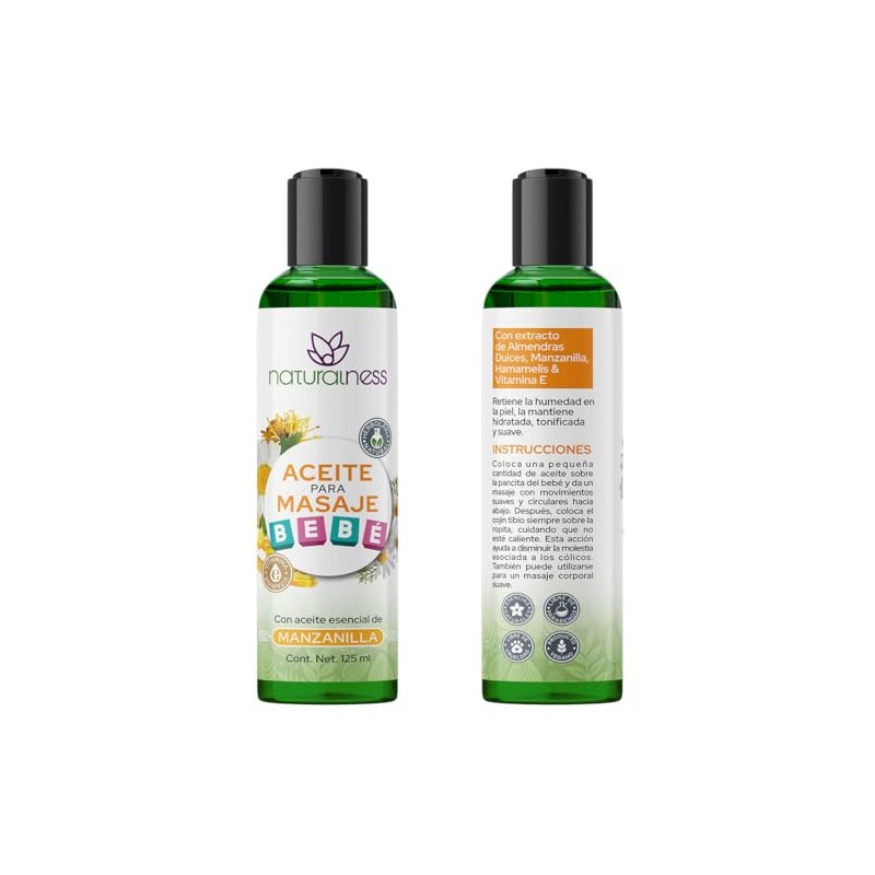 Aceite para masaje de bebé 125ml con manzanilla y hamamelis