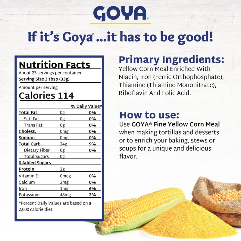 Yellow Cornmeal by Goya, Gluten Free Cornmeal, Harina De Maiz,