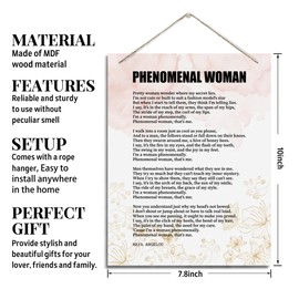 BQL Inspirational Wall Decor, Decorative Hanging Wood Signs, Decorative Wood Plaque, Home Office Wall Decor Gift, Motivational Decor Art, Maya Angelou Quotes Wall Sign- Phenomenal Woman Poem