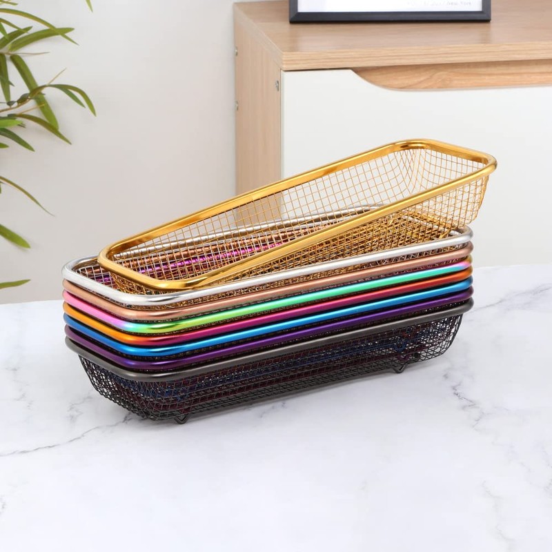 BYEGOU Gold Kitchen Drawer Organizer, Stackable Mesh Storage Baskets, Stainless