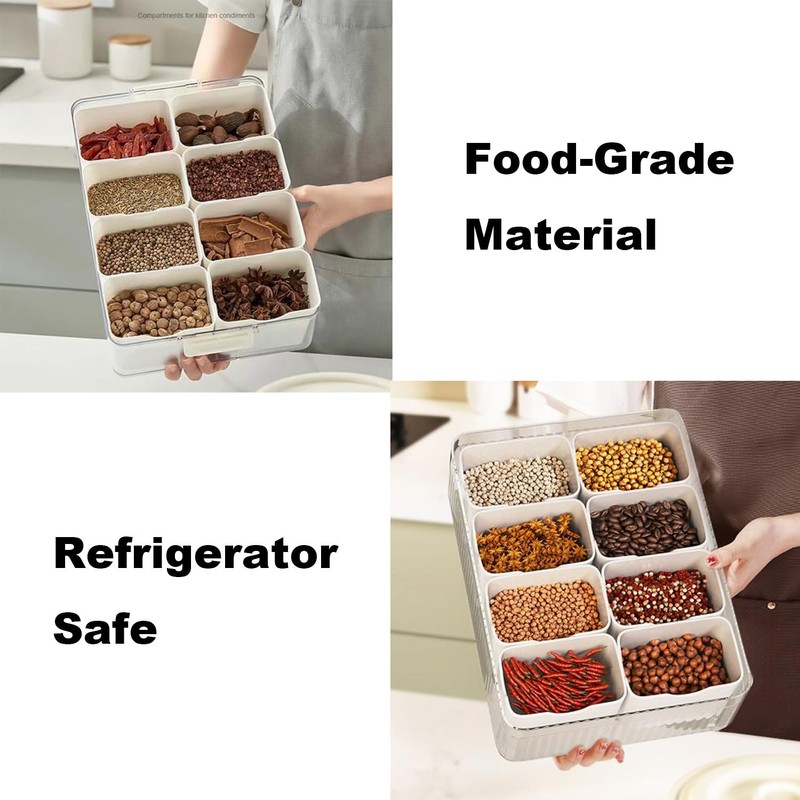 Snackle Box Container,Portable Snack Box 8 Compartment Divided Serving Tray