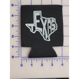 Texas state reflective  can holder black with silver logo USA American