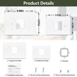 Thermostat Cover Plate Replacement for Honeywell Home Thermostat Wall Plate RTH9585WF RTH8560D TH9320wf5003, Smart Thermostat Wall Plate White Cover Assembly THP2400A1027W (2 Pack)