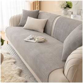 Axroad Mall Sofa Slipcover Corner 1/2/3/4 Seater Cover, Universal Non Slip L Shape Couch Cover Corn Fleece Fabric Furniture Protector Sofa Cover for Living Room (Grey, 70 * 70cm)