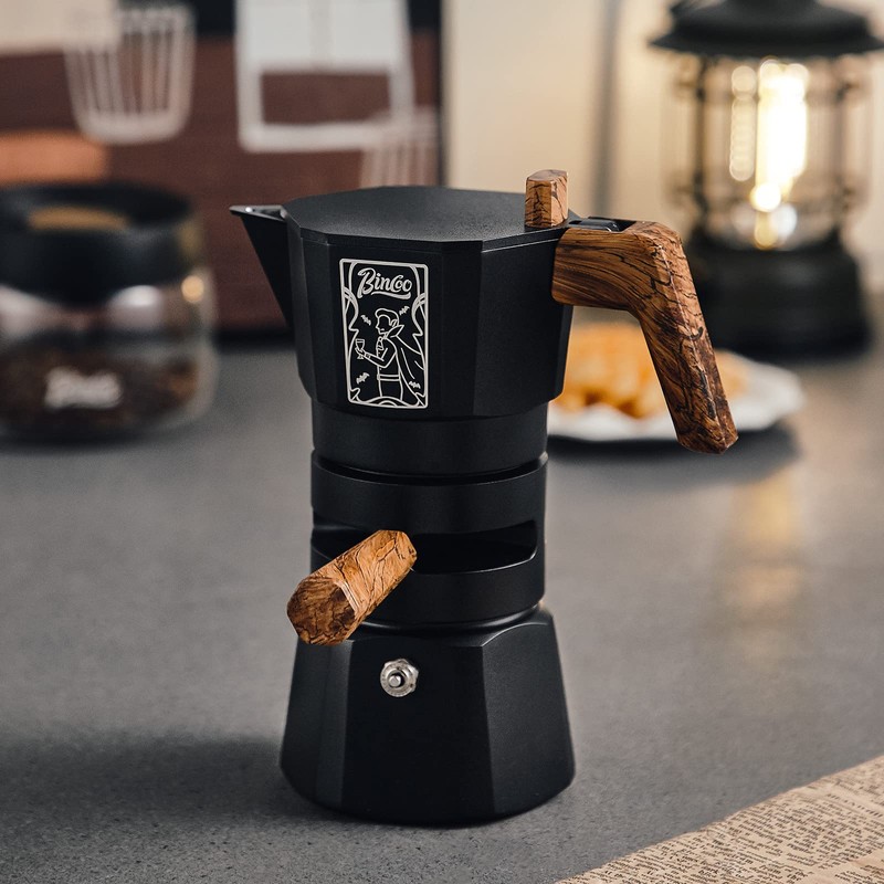 Bincoo 120ML Stovetop Espresso Maker Double Valve Moka Pot with