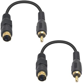 Maxhood 4pin S-Video to RCA Cable, 2Pack S Video to Composite Video Adapter Cable, Mini DIN 4 Pin S Video Male to RCA Male S-Video Cable for PC Computer Video AV Projector, 15cm/5.9inch