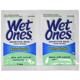 WET ONES Sensitive Skin Hand Wipes, Singles Extra Gentle Fragrance & Alcohol Free 24 ea (Pack of 2)