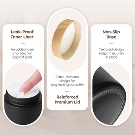 2 oz Glass Jars with Lids, 3 Pack Small Black Glass Jars with Plastic Woodgrain Lids & Inner Liners, Empty Reusable Airtight Cosmetic Containers for Tea, Coffee, Creams, Lotion, Spice