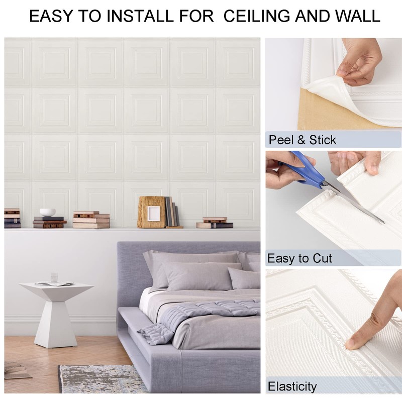 32 PCS Covered 42 Sq.Ft, Ceiling Tiles, Ceiling Tiles Peel