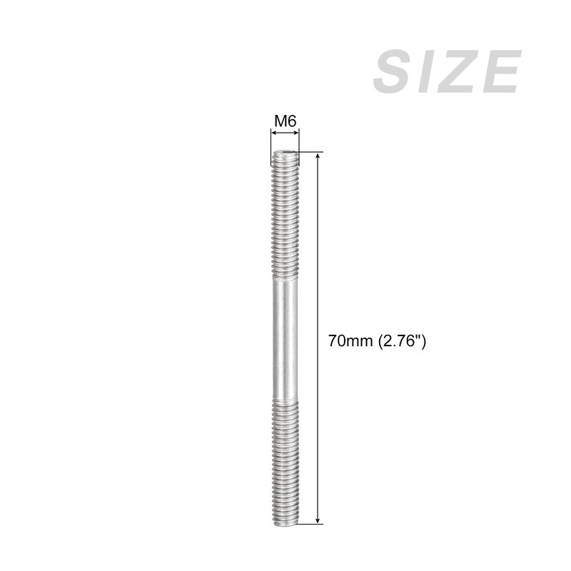 METALLIXITY 5pcs Double Head Stud Screw M6 Screw 70mm Length
