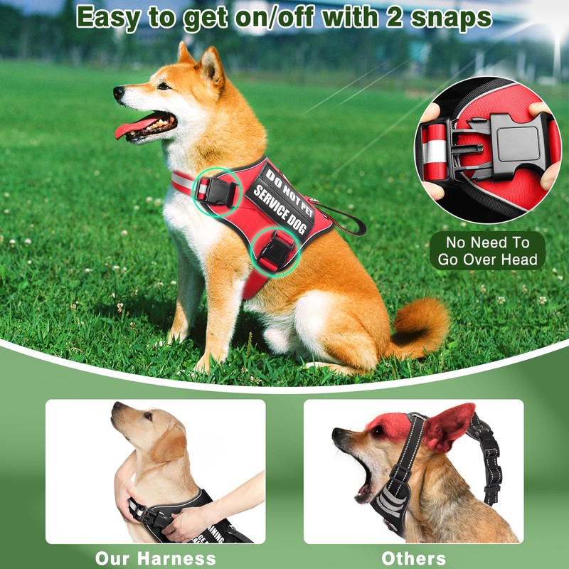 MOOGROU Service Dog Vest Harness and Leash Set+10 Patches,No Pull&Adjustable