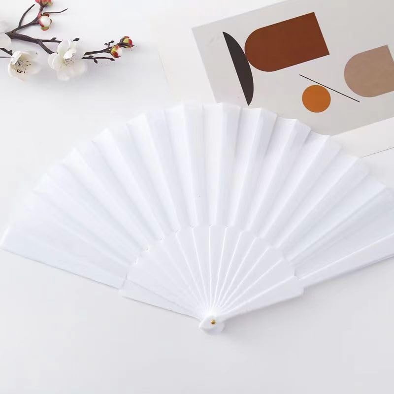 Wzenclave 4Pcs Hand Fans Foldable Folding Fans Silk Fabric Fan