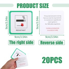 Tinshow 20 Pack Fire Safety Labels - DL7 Furniture Upholstery Fire Retardant Labels - Green Hanging Tickets