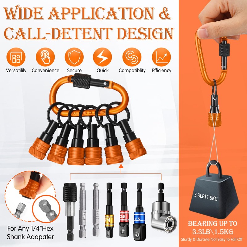 Threlaco 18 Pcs Drill Bit Holder Keychains 3 Pcs 1/4