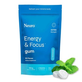 Neuro Extra Strength Energy Caffeine Nootropics for Energy & Focus (90 Pieces) - Sugar-Free with L-theanine, Caffeine, Vitamin B12 & Vitamin B6 - Peppermint Flavor:_Gum
