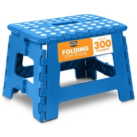 Utopia Home Folding Step Stool - Foot Stool with 9 Inch Height - Holds Up to 300 lbs - Lightweight Plastic Foldable Step Stool for Kitchen, Bathroom & Living Room (Blue, 9 Inch (Pack of 1))