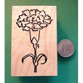 Wooden Mount Rubber Stamp for Card Making Big Carnation, Wood Mounted Rubber Stamp - Shrinky-Dink