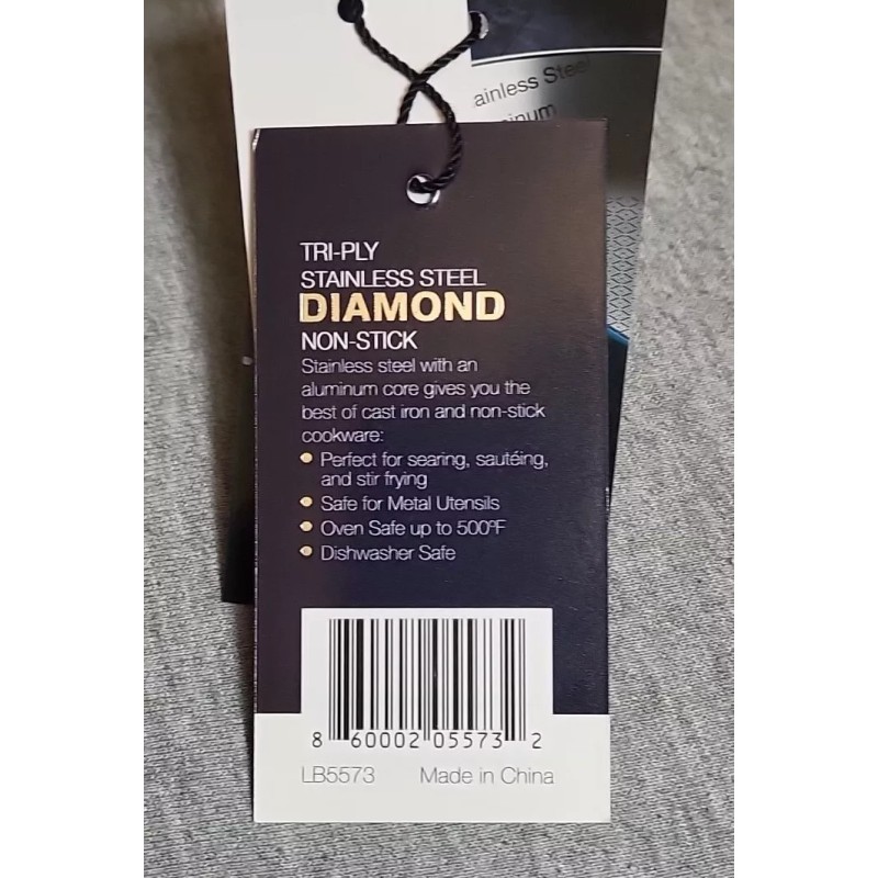 LexiHome Tri-ply Stainless Steel Diamond Non Stick 10” Saute Pan