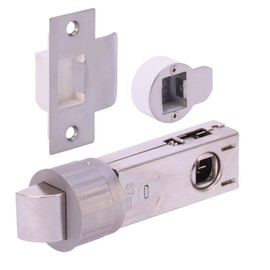 HANDLEZONE® 76mm Passage Bullet Latch, Round Designer Mortice Latch, Catch for Internal Timber Doors - Satin Nickel - 57mm Backset