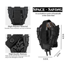 Double Handcuff Holster, Open Top Handcuff Case, Law Enforcement Cuff Pouch for Duty Belt/MOLLE Tactical Vest (Plastic-Black-)